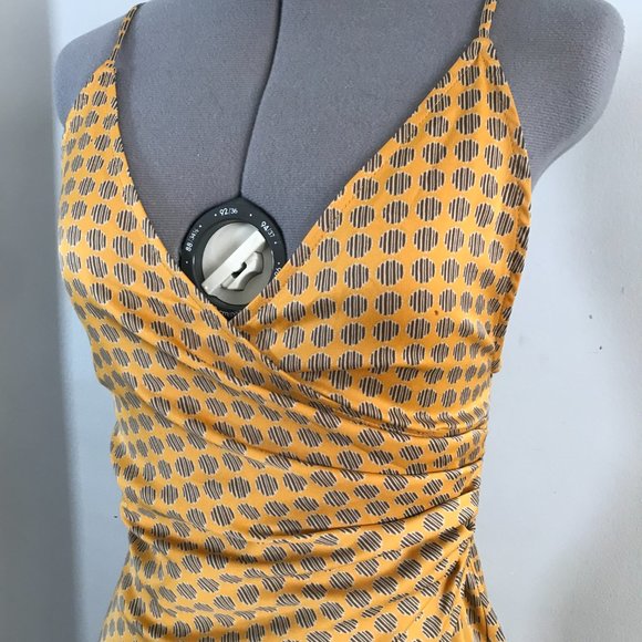 Urban Outfitters Sz S/P Lily Satin Wrap Midi Dress Golden Yellow - Picture 2 of 9